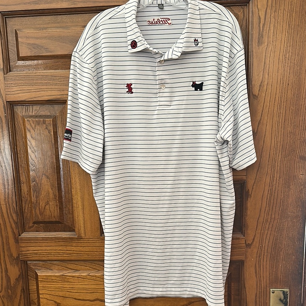 Scotty Cameron White and Black Polo Shirt Casual Striped Design